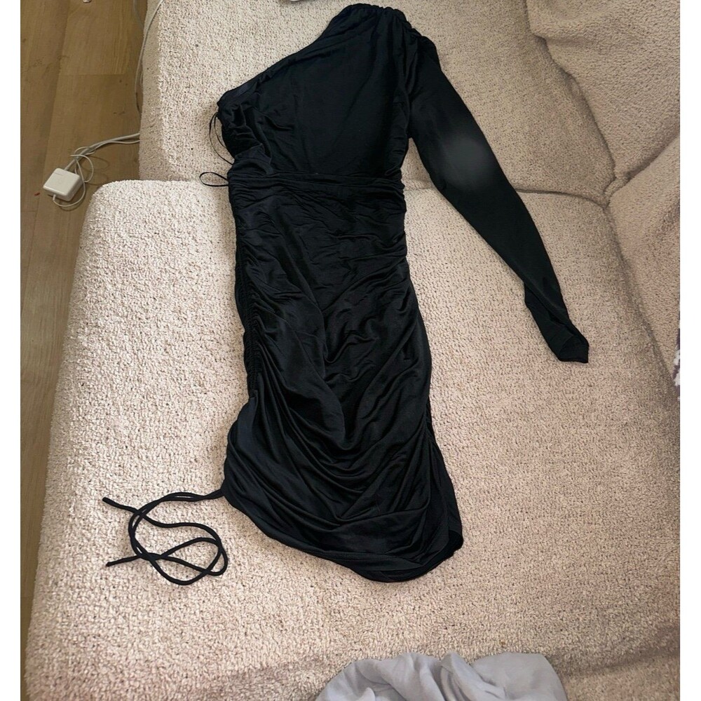 Zara black one shoulder dress